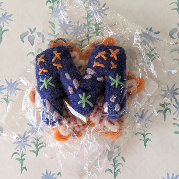 Anthropologie Deck The Halls M Monogram Initial Letter Christmas Ornament NEW - Picture 2 of 3